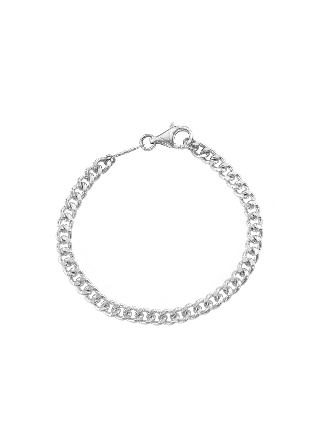 Flat Curb Chain Bracelet Silver