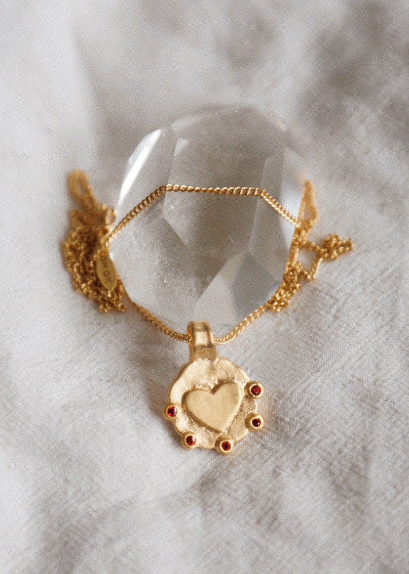 Heart & Garnet Stone Pendant
